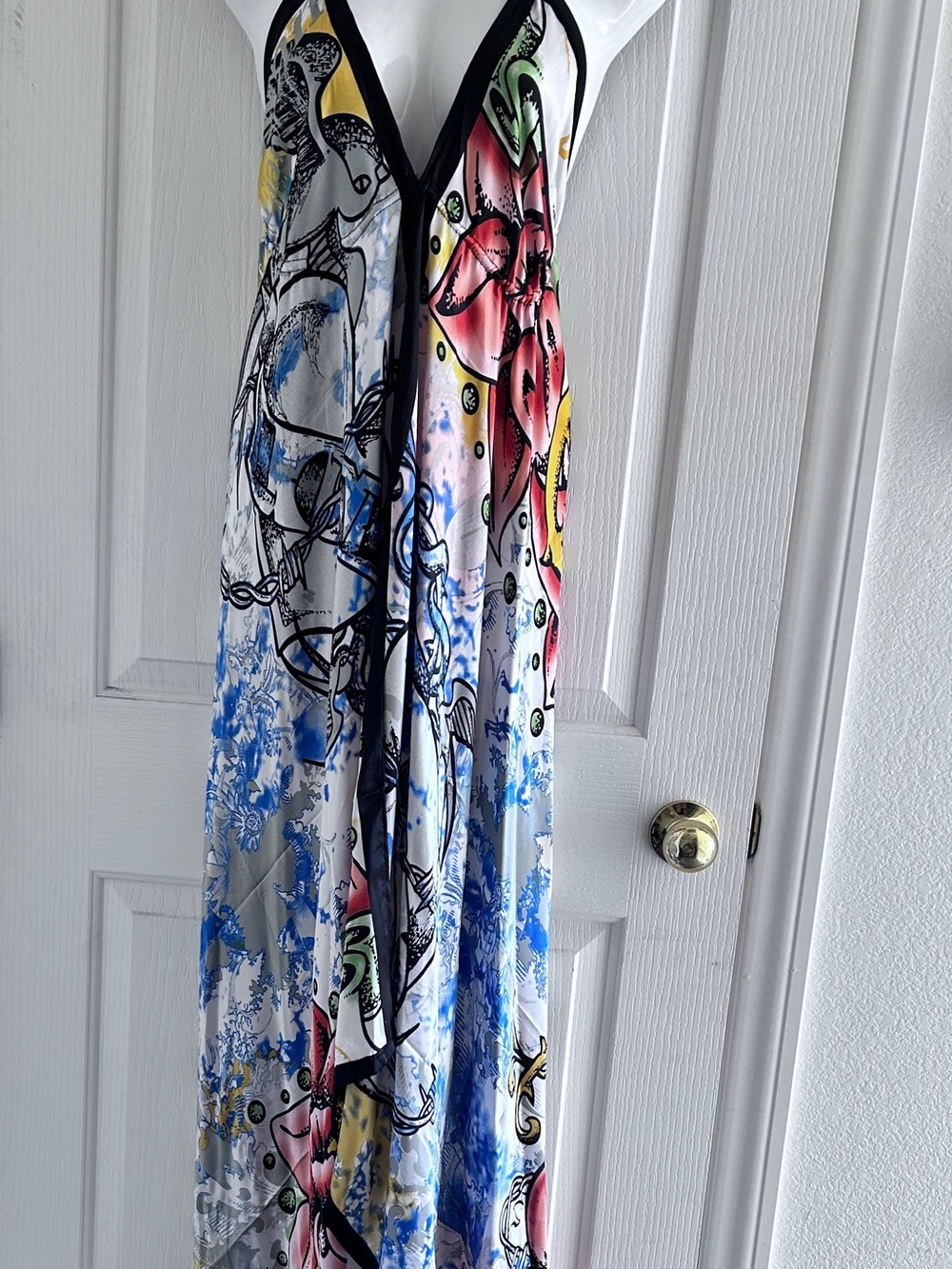 Elan Multicolor Floral Print Swim Coverup with Black Trim
